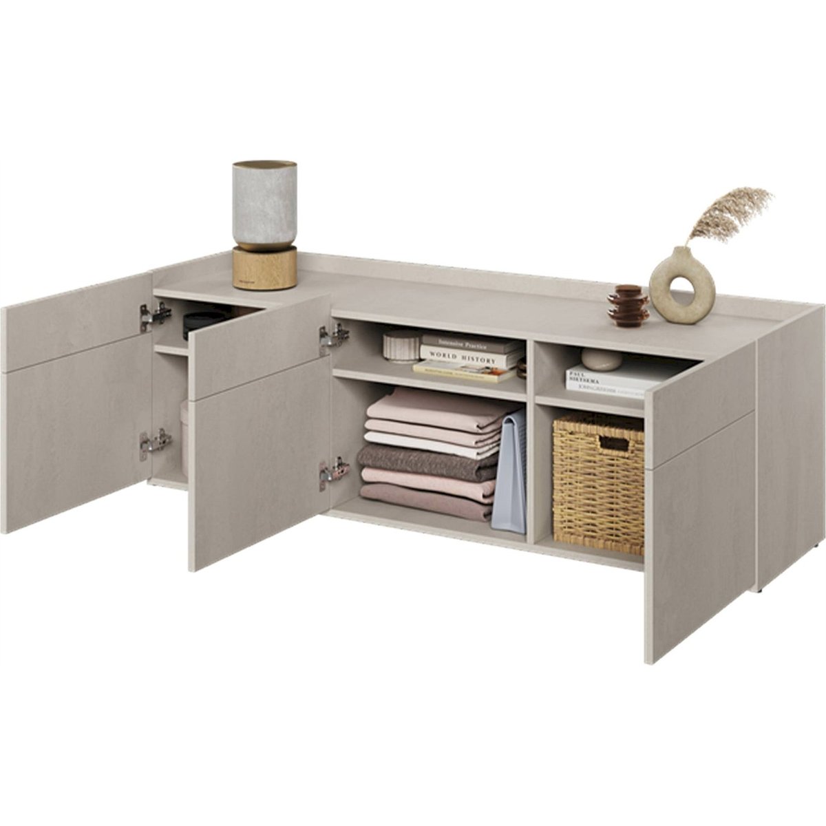 Buffet bas trois portes collection TEEN FLEX beige clair, RECOLLECTION