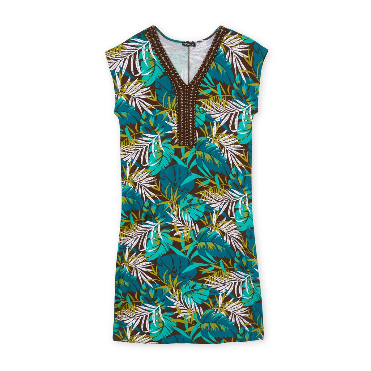 Robe avec perles fantaisie en maille imprimé turquoise, DAXON
