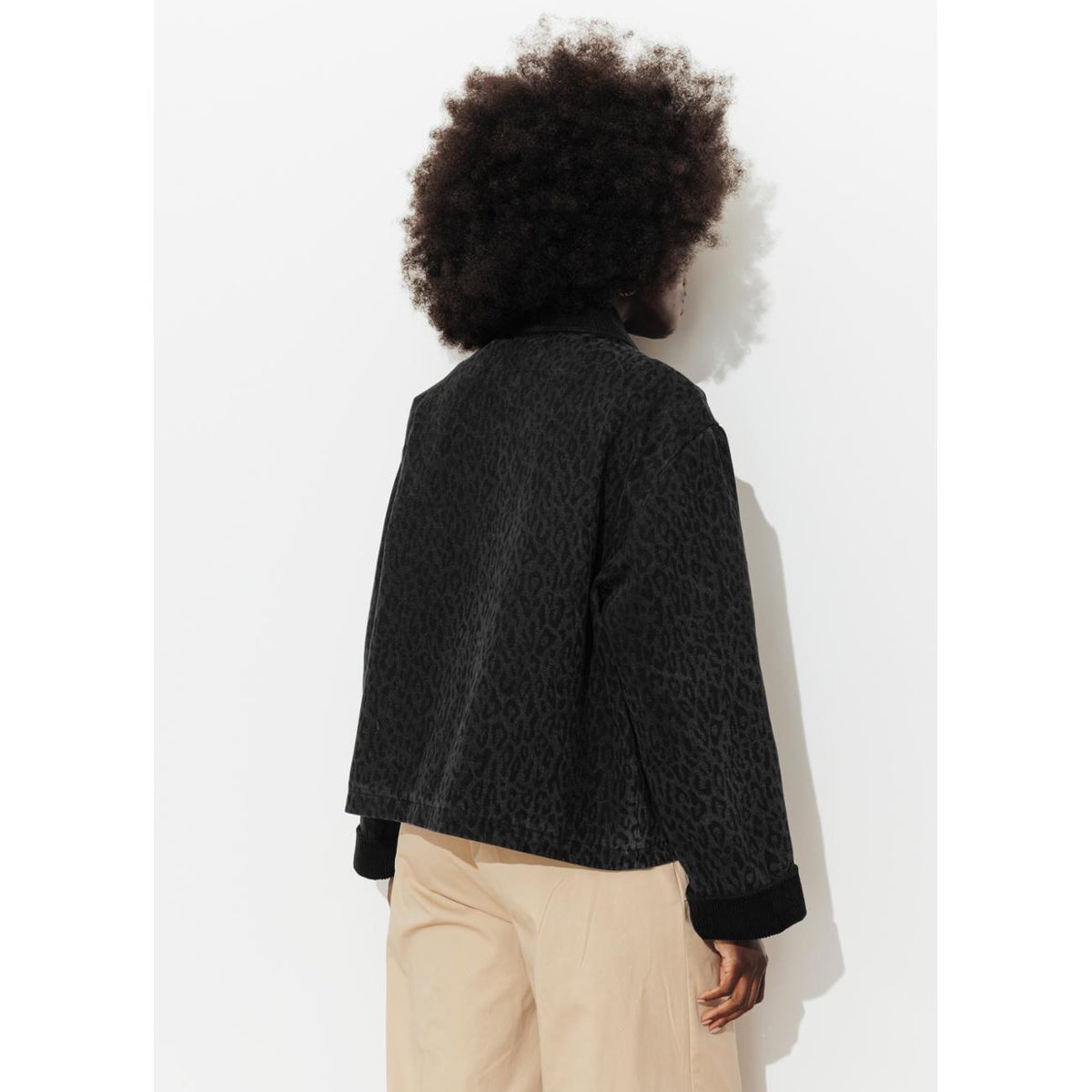 Veste courte léopard jean rinse, PROMOD