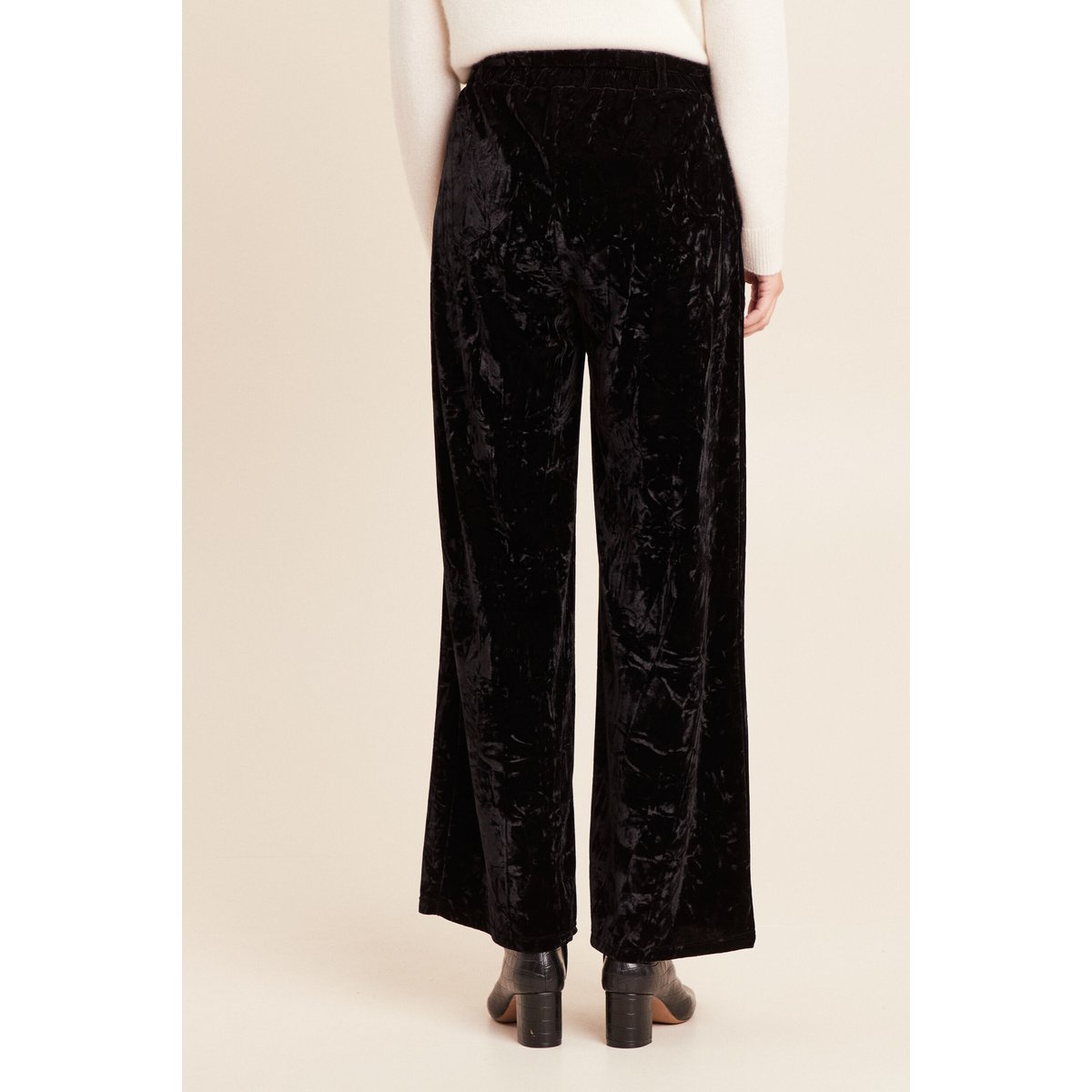 Pantalon large taille haute velours noir, BREAL