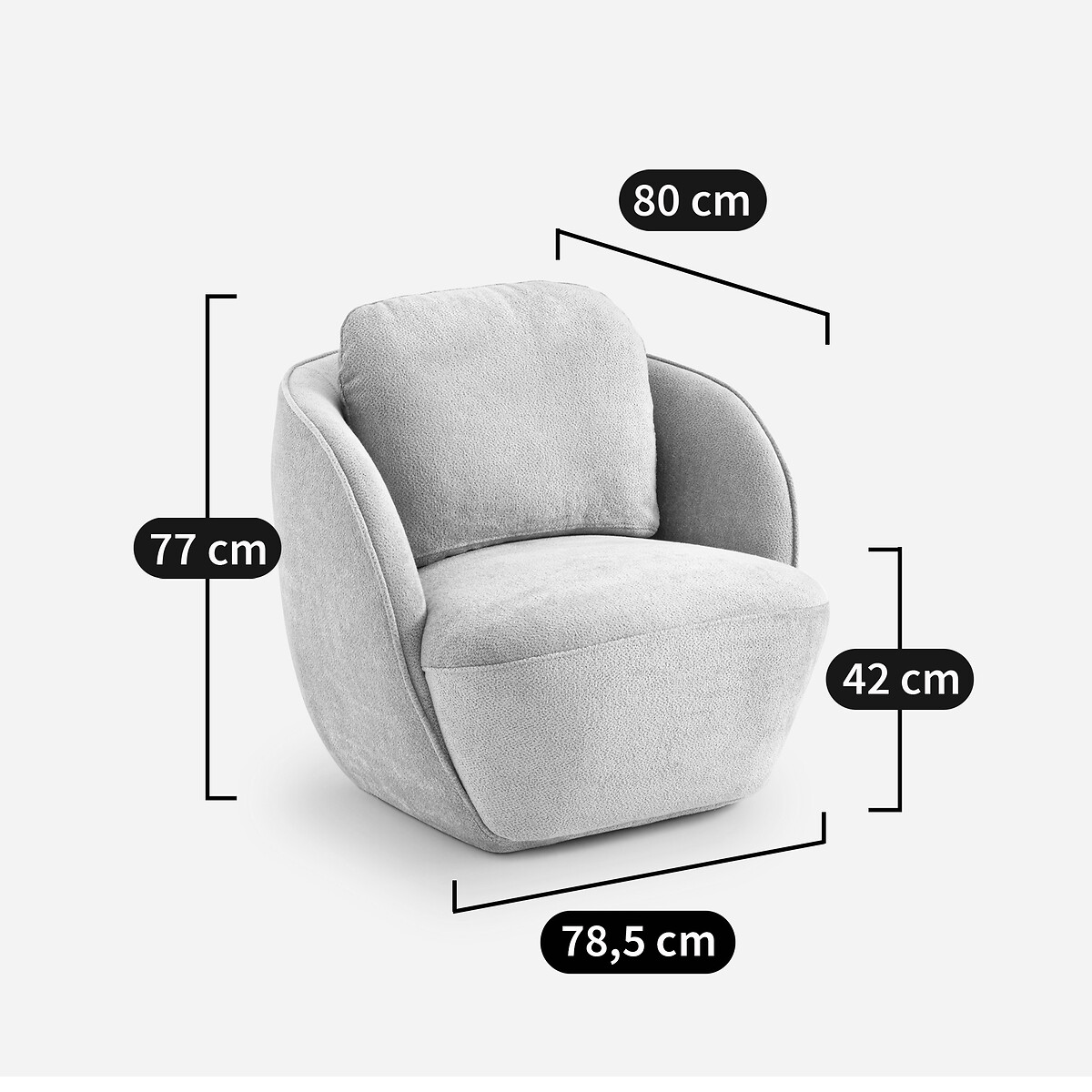 Fauteuil boule tissu velours, Alpine beige shiitake, AM.PM