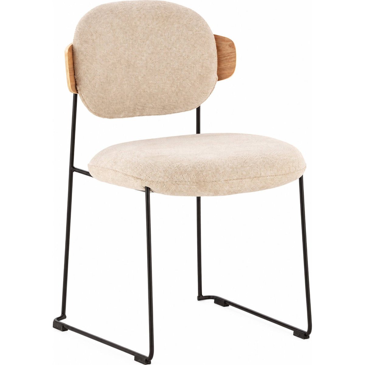 Chaise en tissu et métal beige, naturel et noir, RECOLLECTION