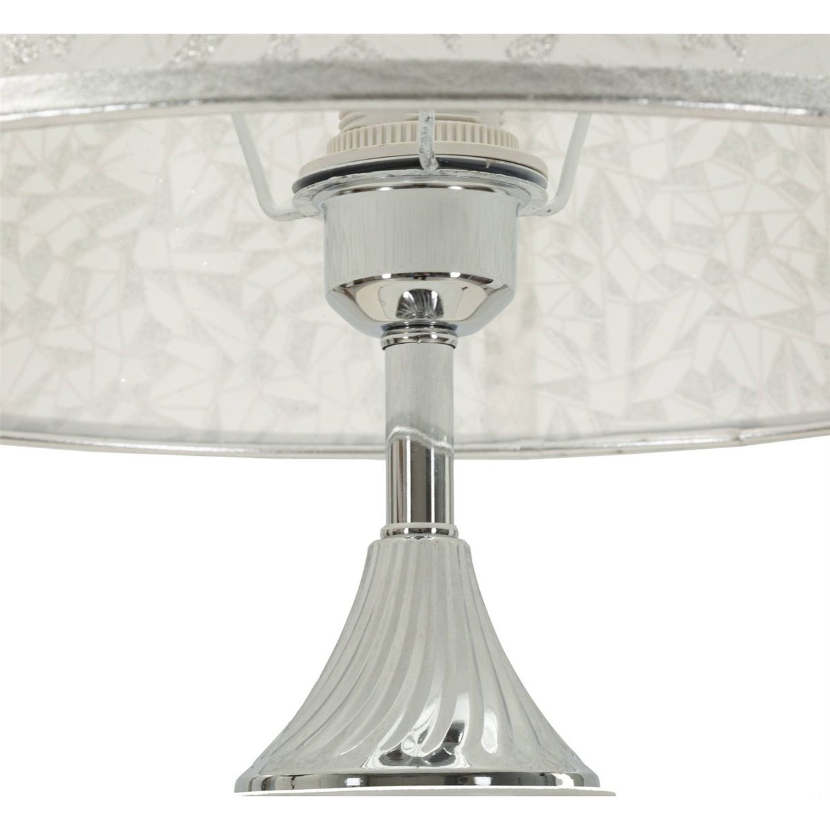 Lampadaire en fer abat-jour en tissu GLAM argenté et blanc, RECOLLECTION