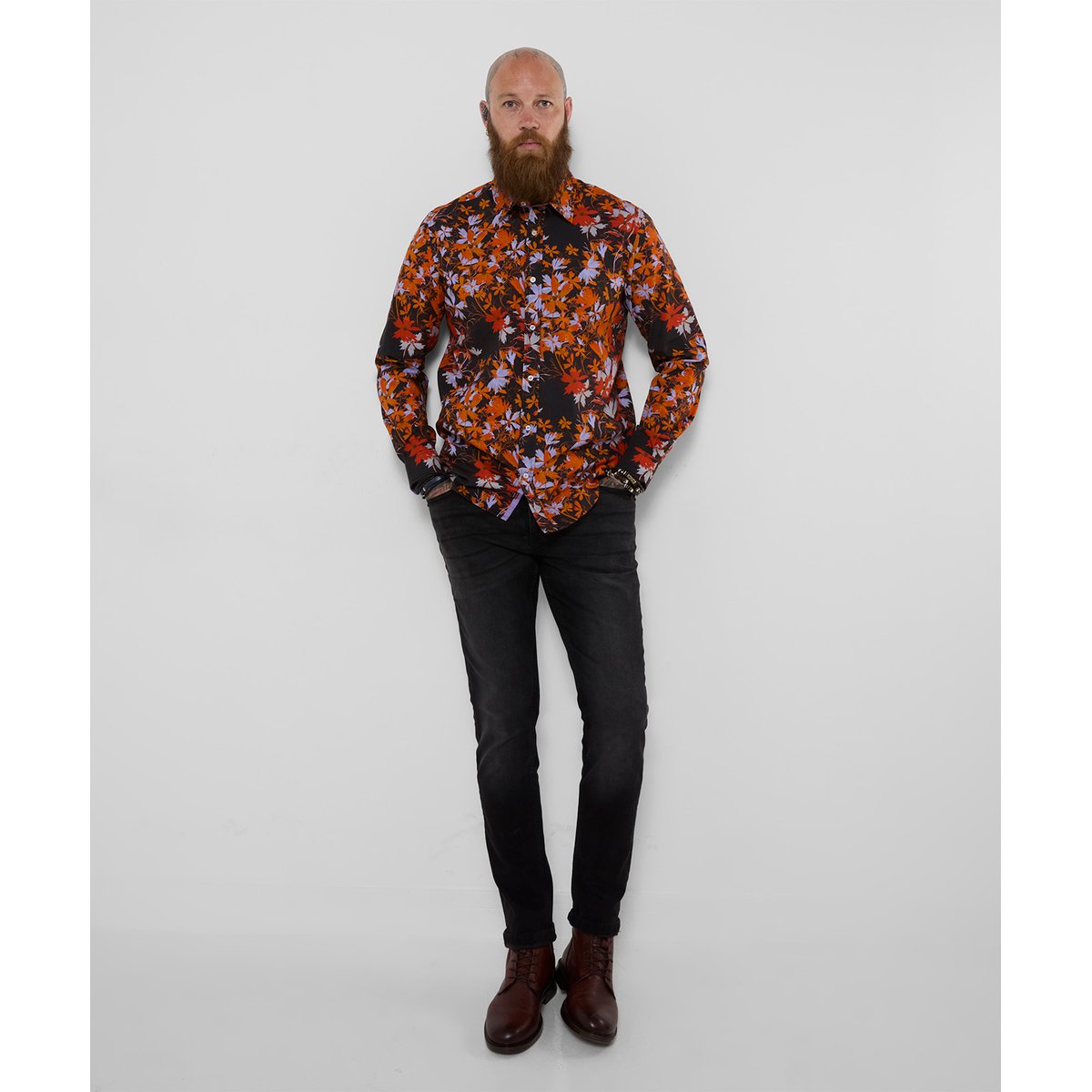Chemise Imprimé Fleurs d'Automne orange, JOE BROWNS