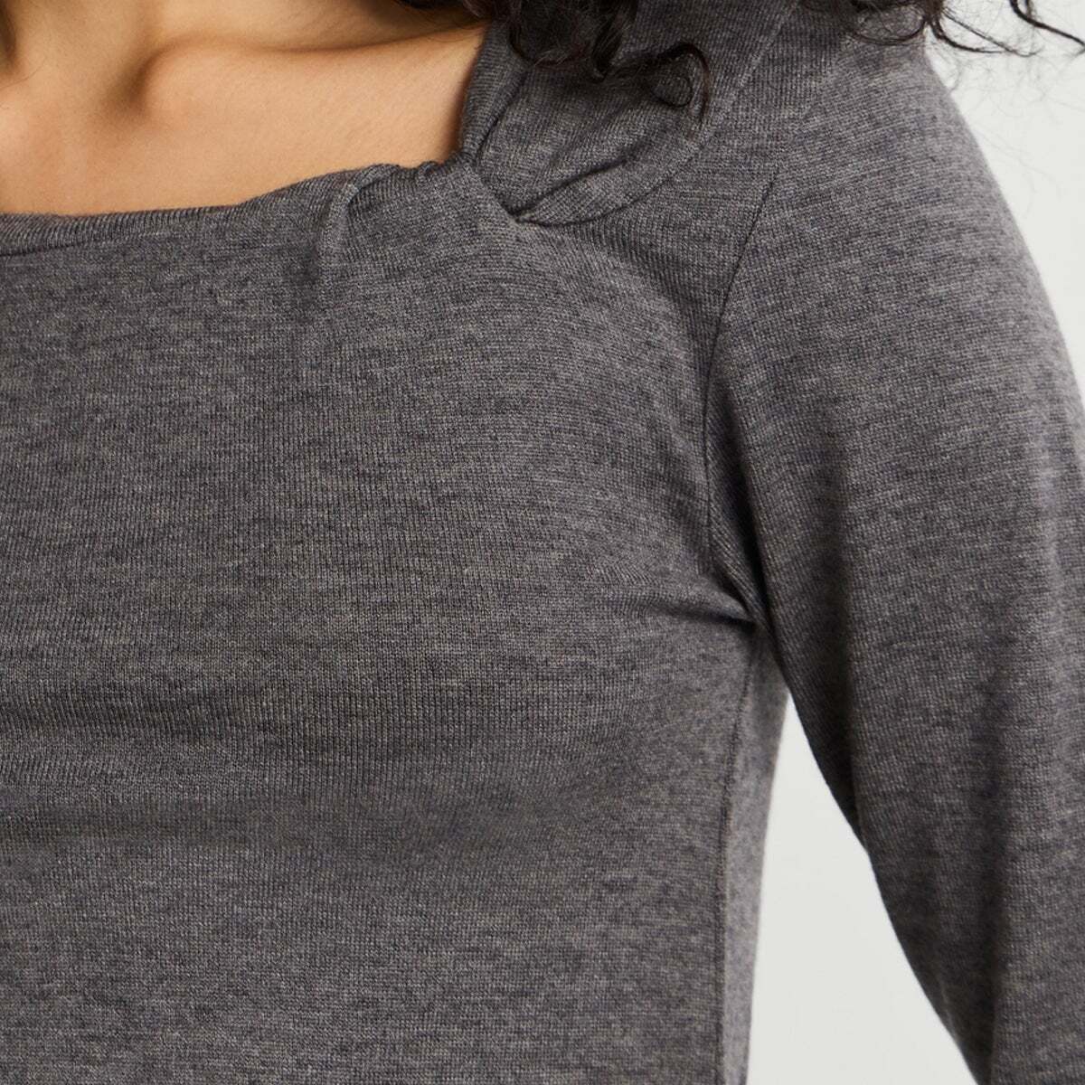 T-Shirt Manches Longues Avec Détail Nœud gris granit, PEPE JEANS