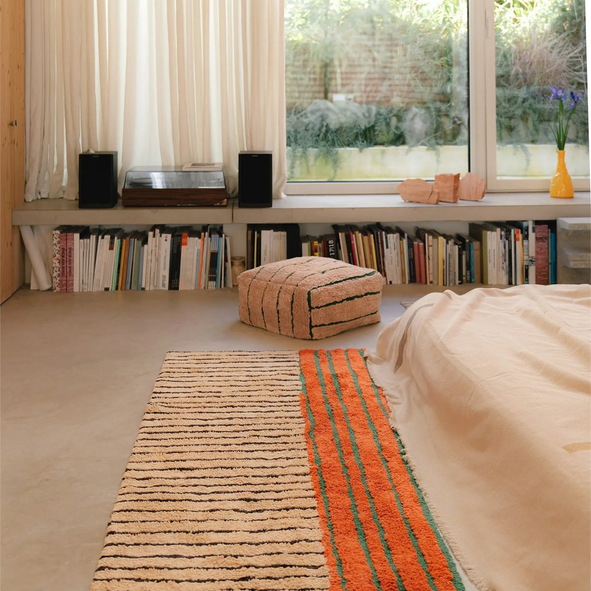 Tapis rectangulaire en coton Clay COLOR ON miel clair, grain de café, terre cuite, monstera, naturel, LORENA CANALS