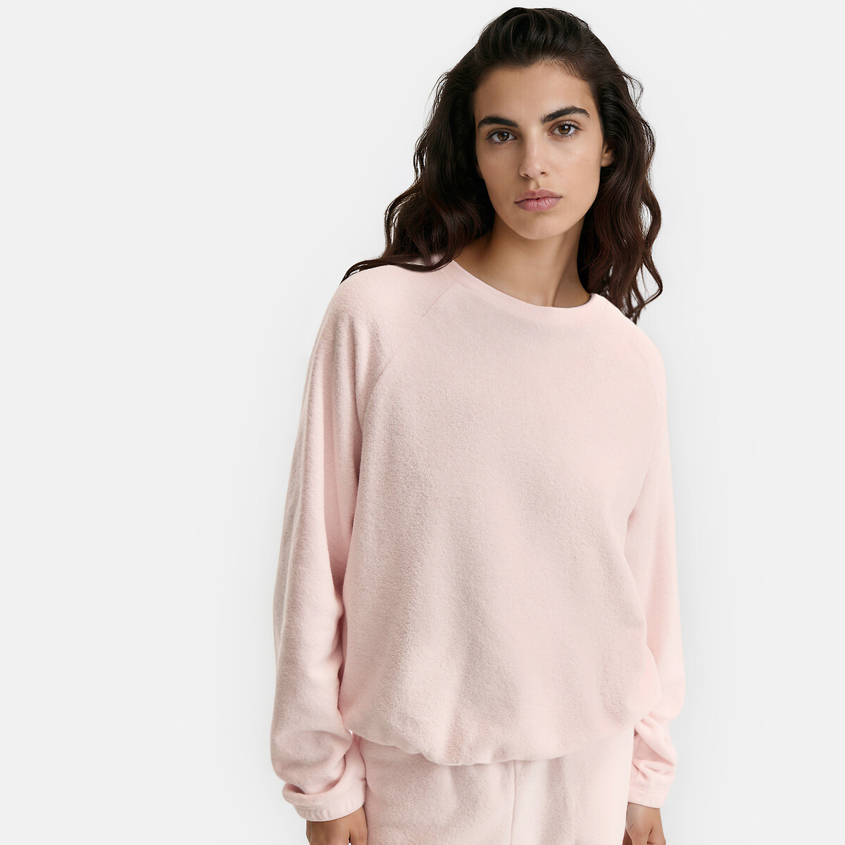 Pyjama 2 pièces, en éponge rose, LA REDOUTE COLLECTIONS