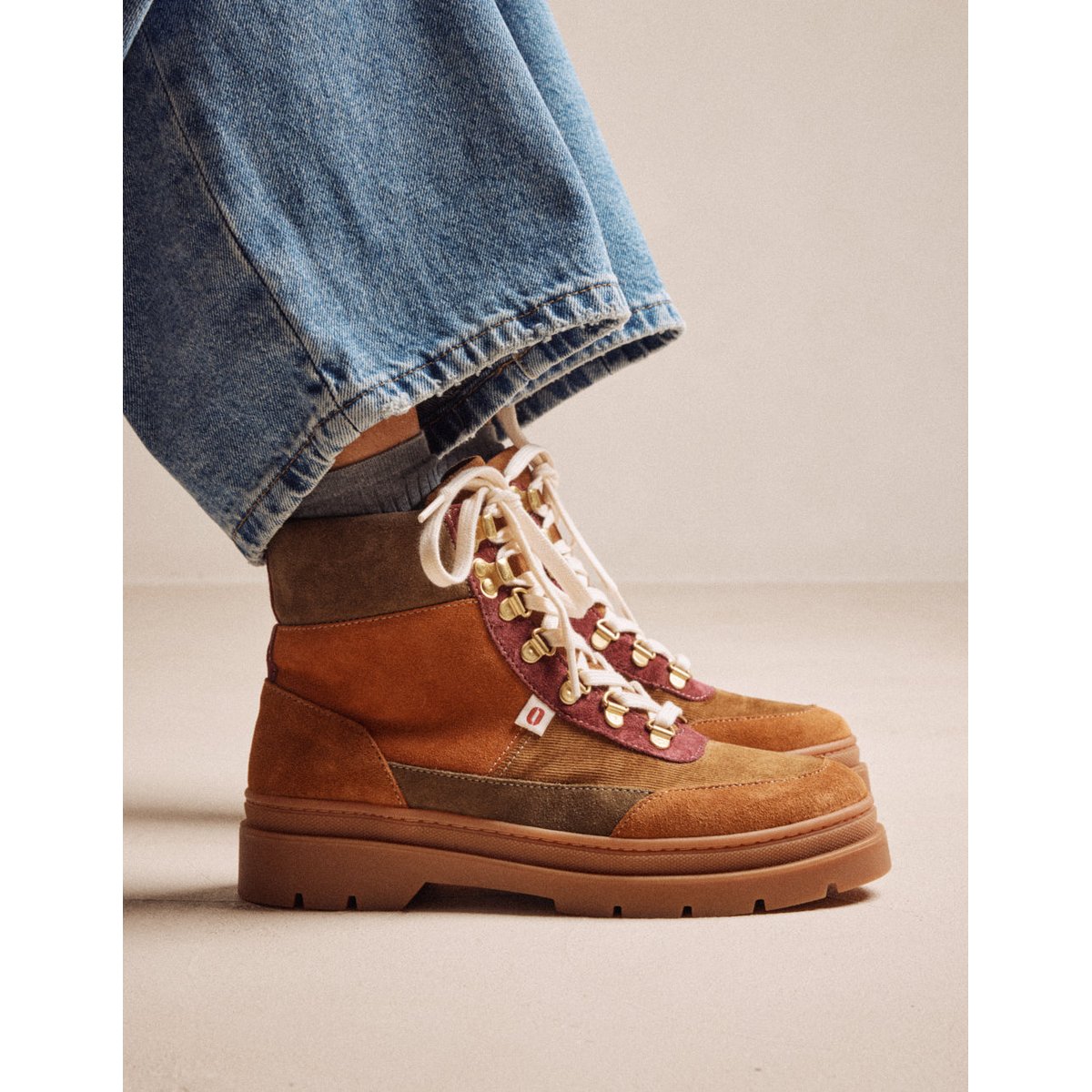 Bottines à lacets JOELLE cognac bordeaux, ODAJE