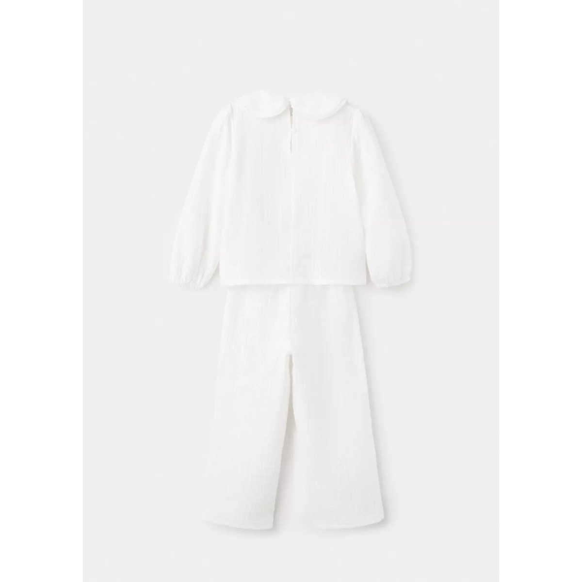 Pyjama complet en coton texturé blanc cassé, MANGO BABY