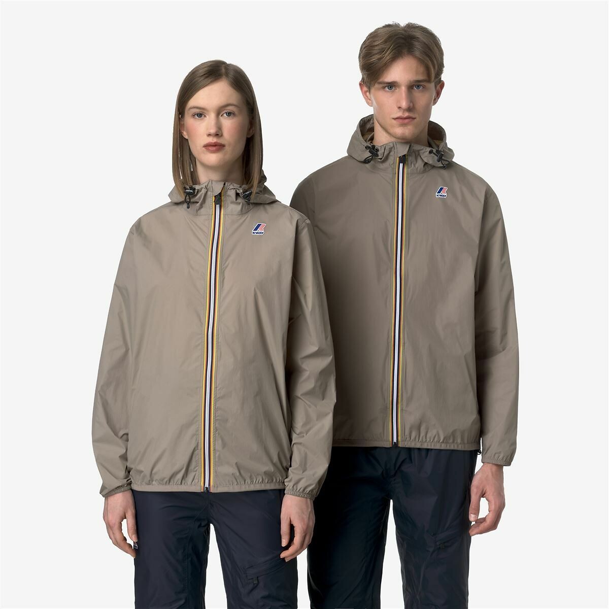 Coupe-vent à capuche unisexe LE VRAI CLAUDE 4.0 beige taupe, K-WAY