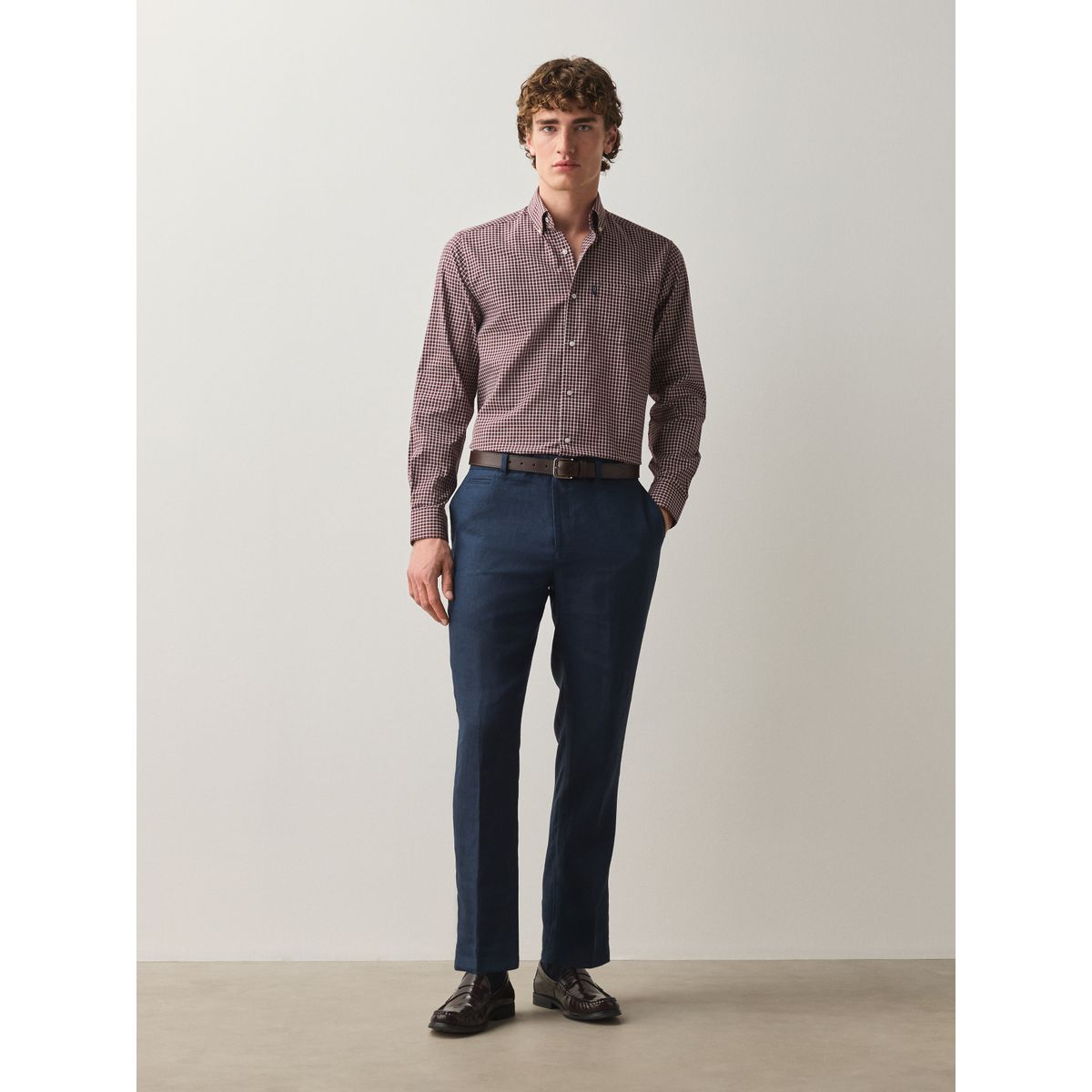Chemise oxford , lot de 2 carreaux blancs/bordeaux, NEXT