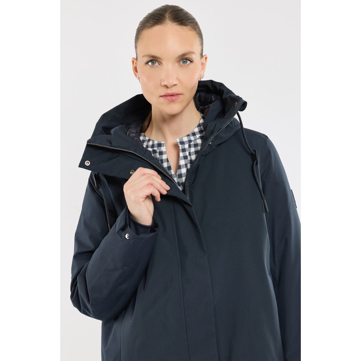Parka longue BROSKOS - polyester recyclé marine, BERMUDES