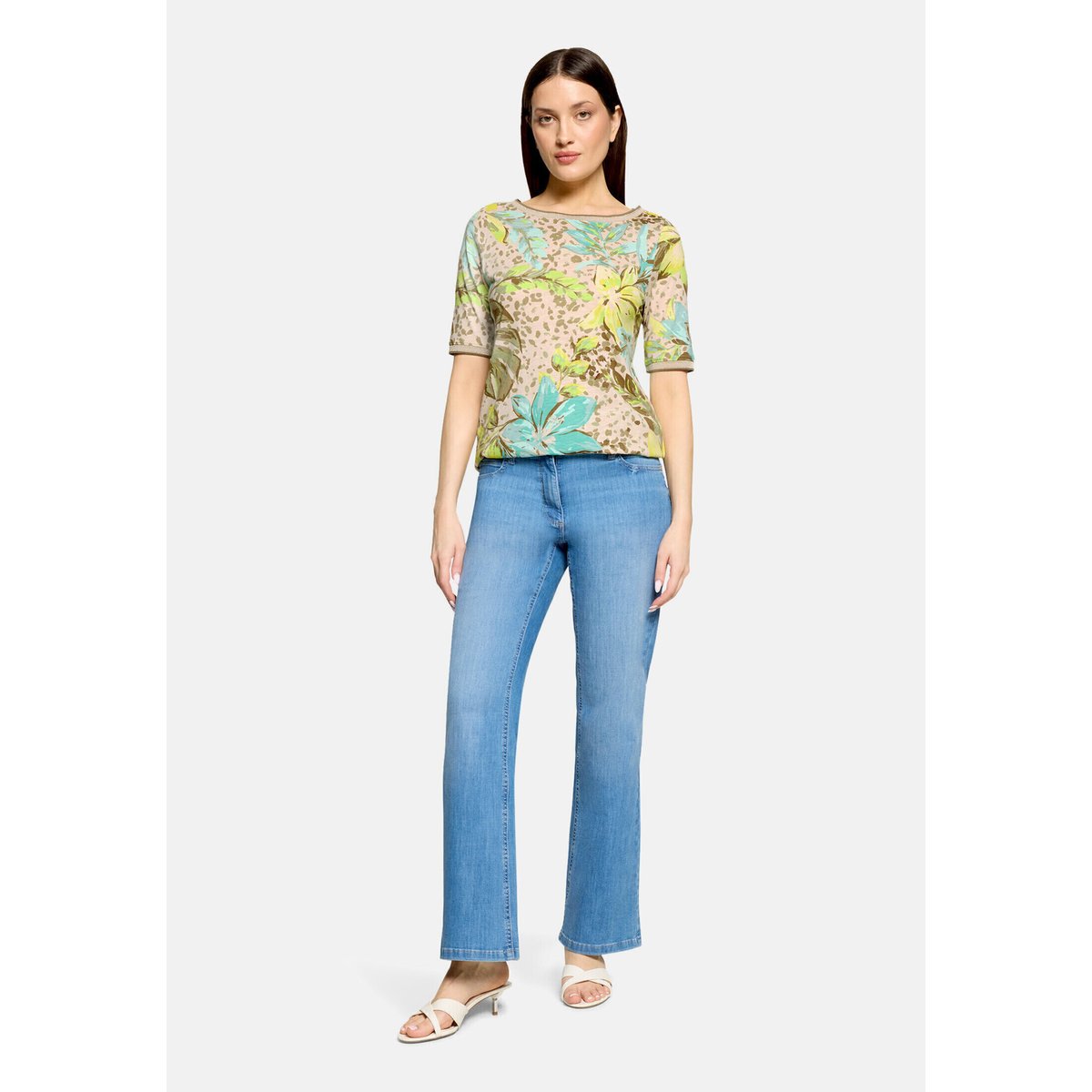 Haut casual à cordon coulissant sous tunnel beige/yellow, BETTY BARCLAY