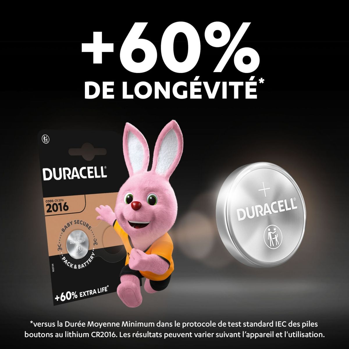 Pile DL/CR 2016 x4 couleur unique, DURACELL