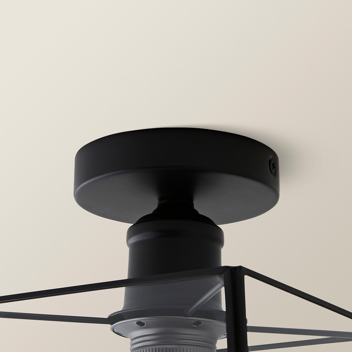 Sylvia Lantern Flush Ceiling Light matt black, SO'HOME