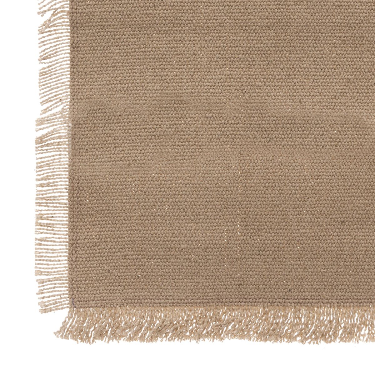 Chemin de table en coton avec franges MAHA beige, ATMOSPHERA