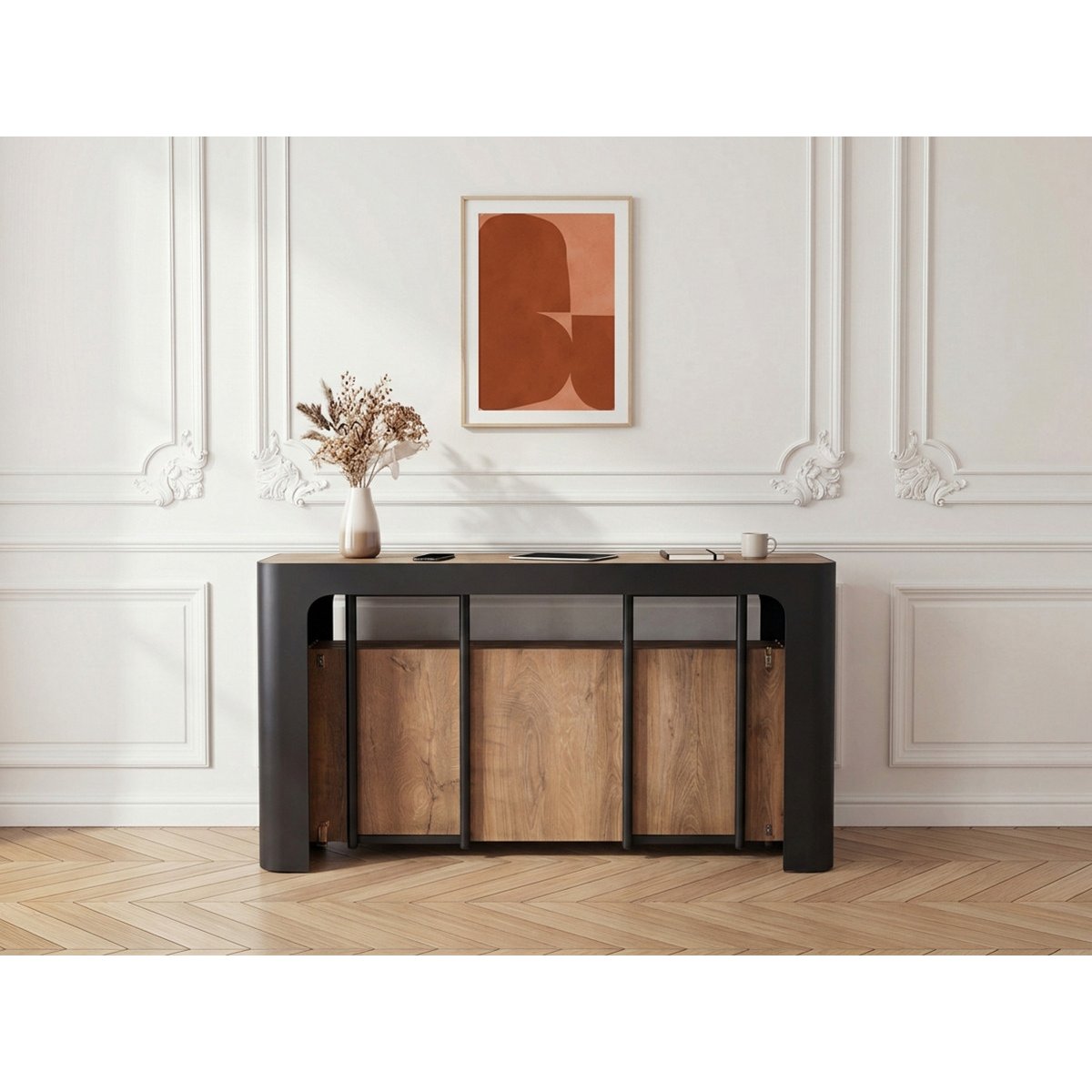 Console  cm panneaux de particules, ALBANE noir, BOBOCHIC