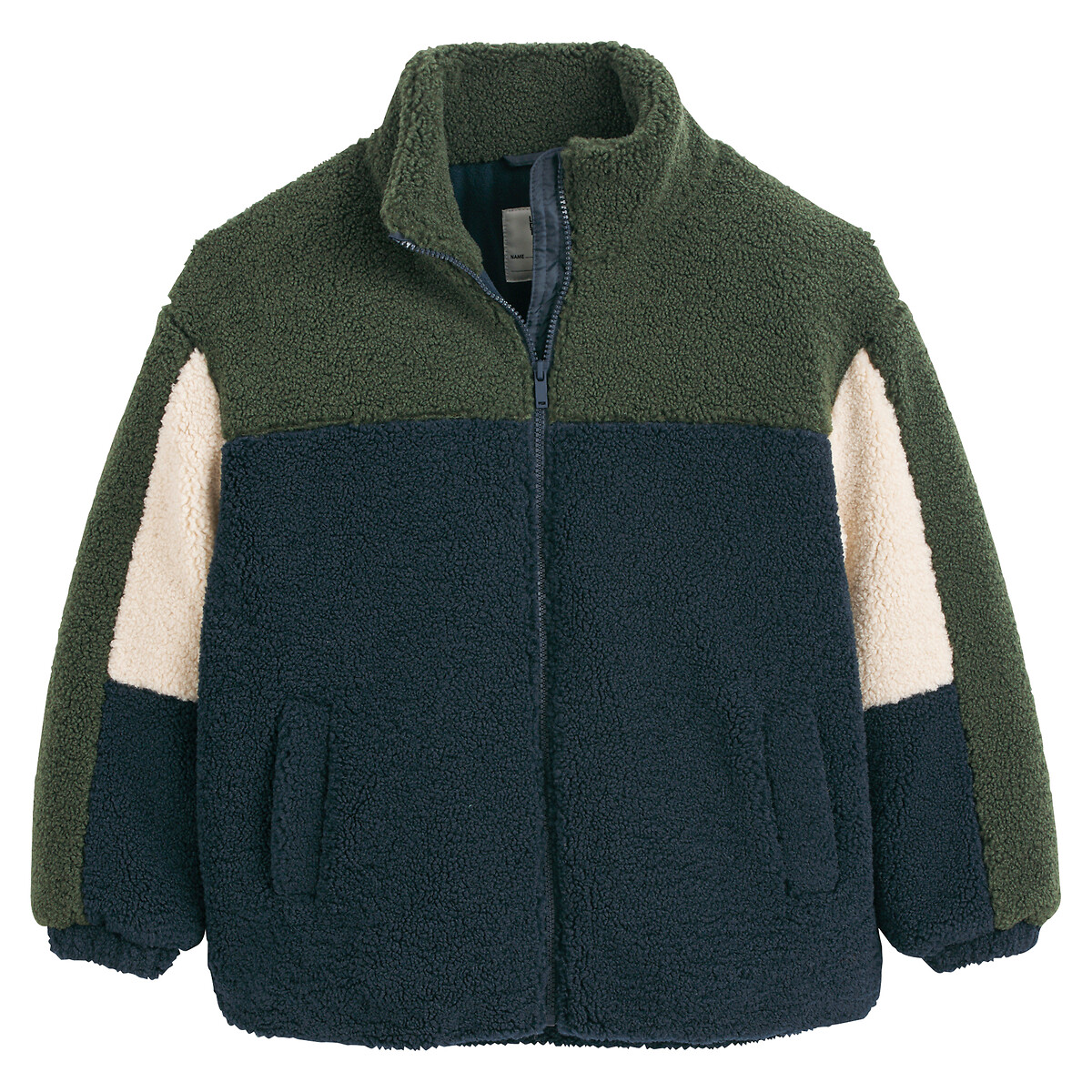Sherpa Zip-Up Jacket with High Neck colourblock, LA REDOUTE COLLECTIONS