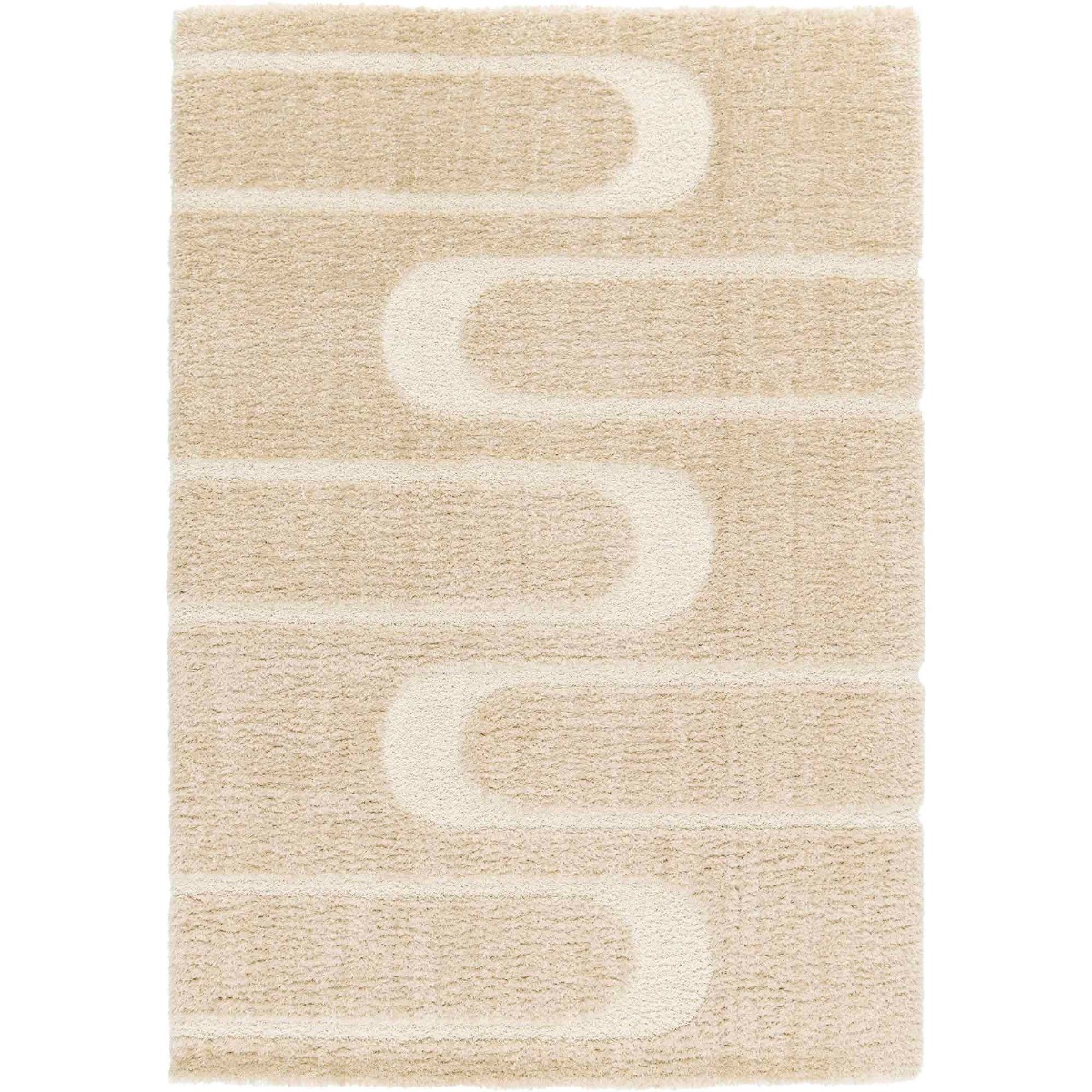 Tapis shaggy doux à relief géométrique  ORGANIC STREET beige, THE DECO FACTORY