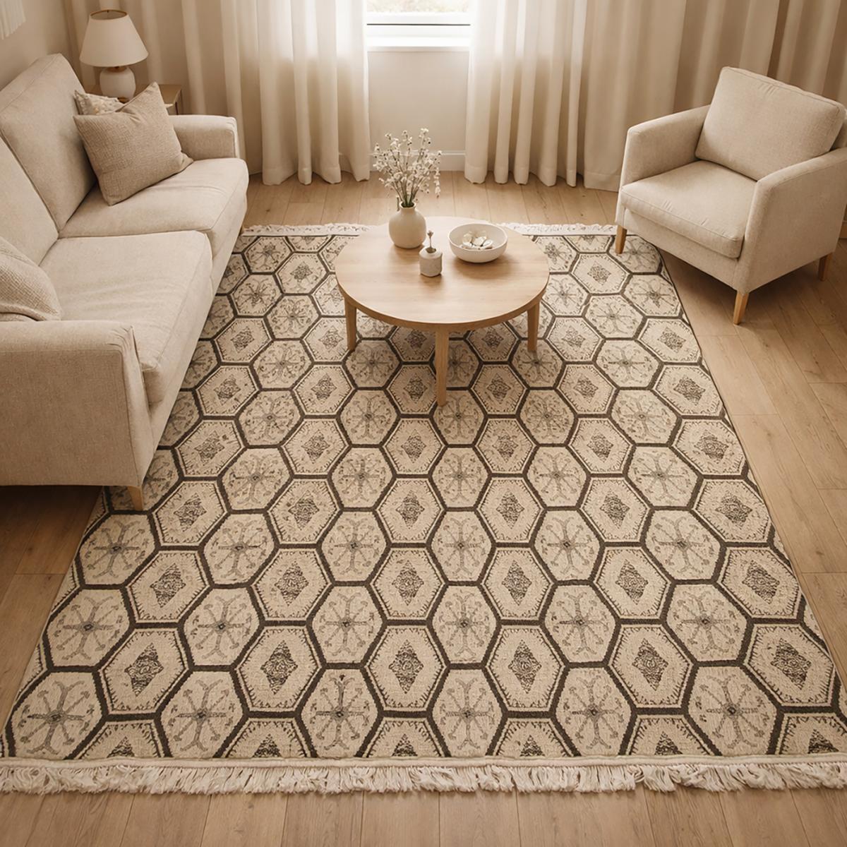 Tapis kilim reversible fait à la main en laine MALSA gris, UN AMOUR DE TAPIS