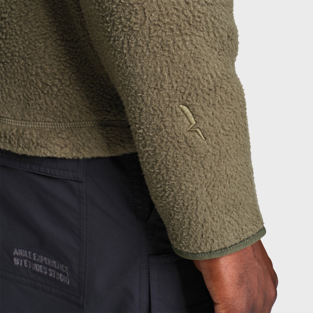 Polaire sherpa zippée col montant poches zippées T-KIT vert olive, AIGLE