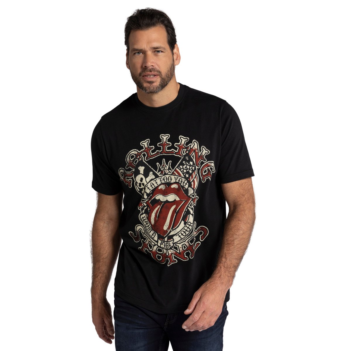 T-shirt,manchescourtes,RollingStones noir, JP1880