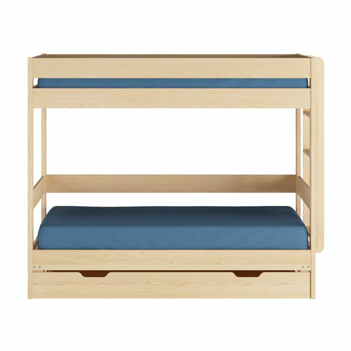 Pack lit superposé gigogne avec tiroir et matelas Bois massif RAVI bois naturel, AKITEN RETAIL