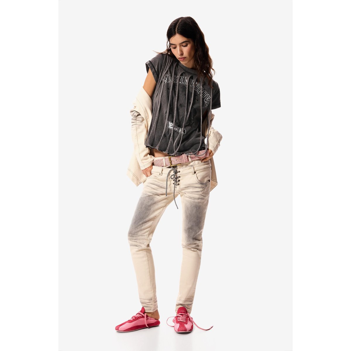 Jean skinny Masha Popova beige, DESIGUAL