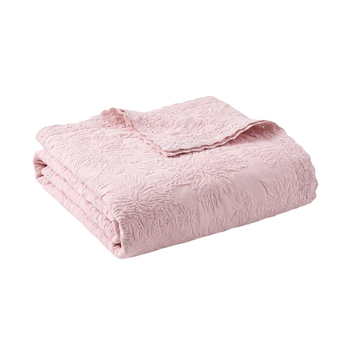 Couvre-lit Adèle – Coton Piqué Jacquard - ADELE rose, TRADITION DES VOSGES