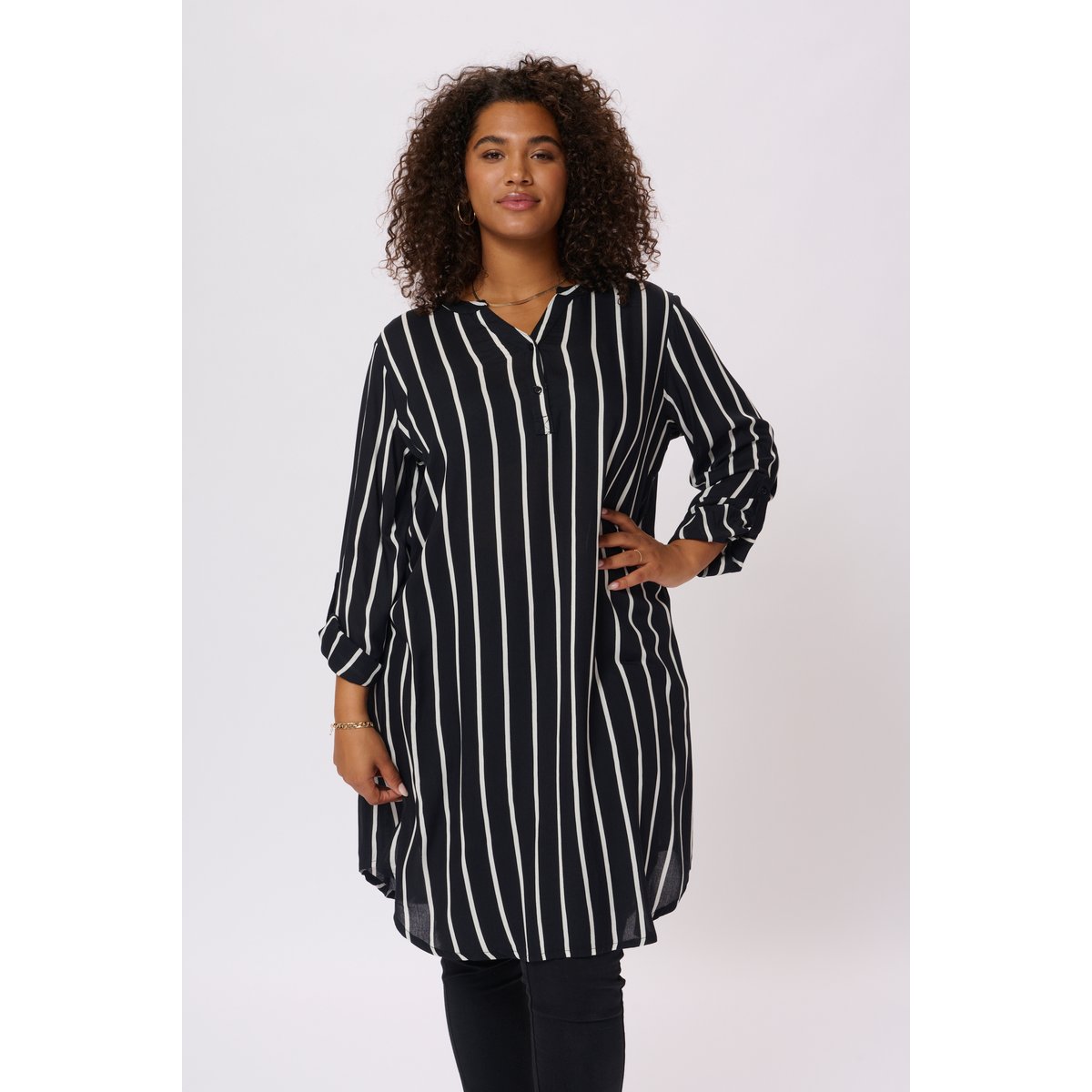 Dress noir/blanc rayé, KAFFE CURVE