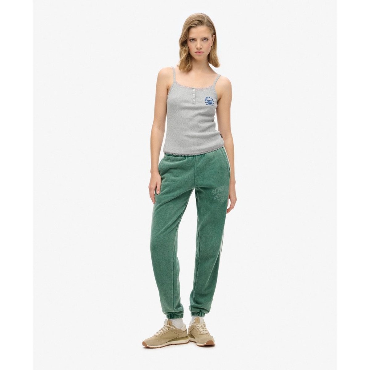 Pantalon de survêtement vintage à rayures Athletic Essentials vert pinède, SUPERDRY