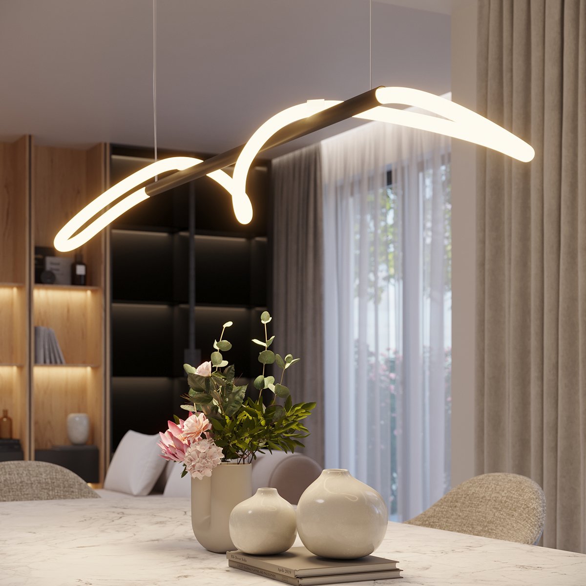 Suspension Aluminium Noir LED 1 Galakse noir, EDEN