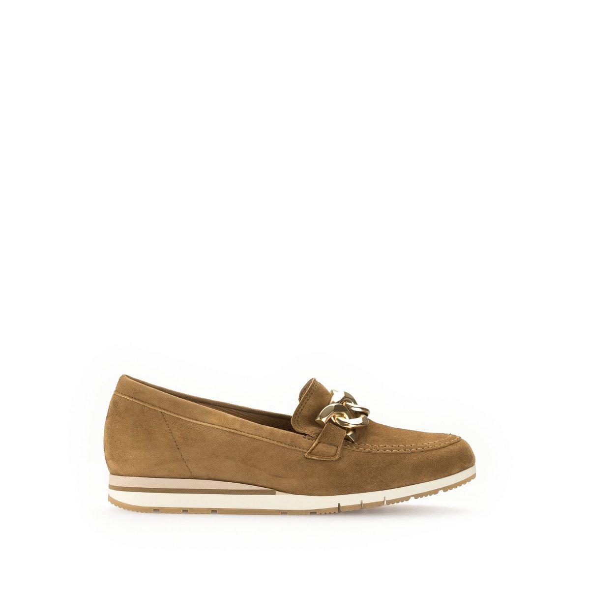 Ballerines en cuir velours à talon compensé cognac velours, GABOR