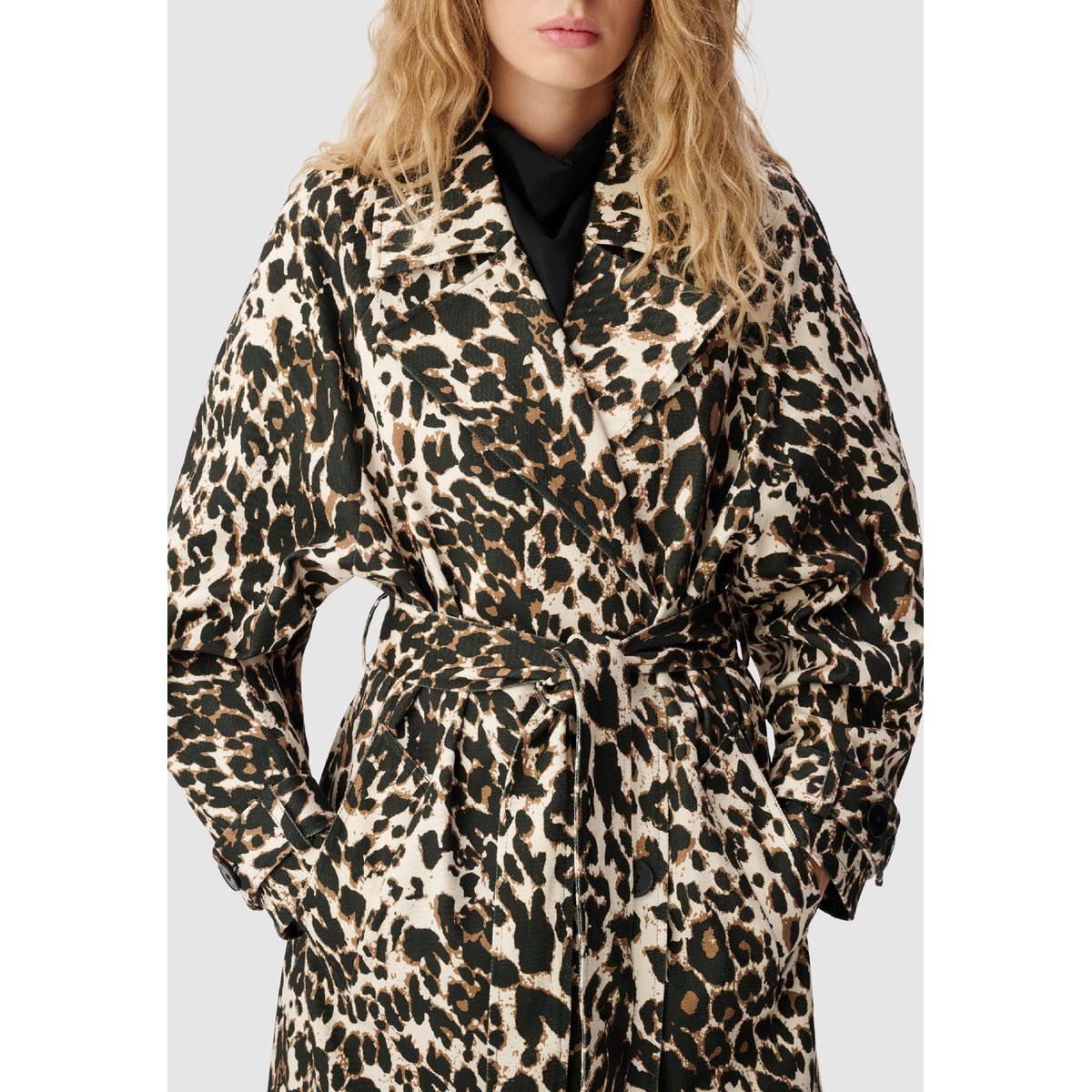 Trench en jean à motif léopard marron, IKKS