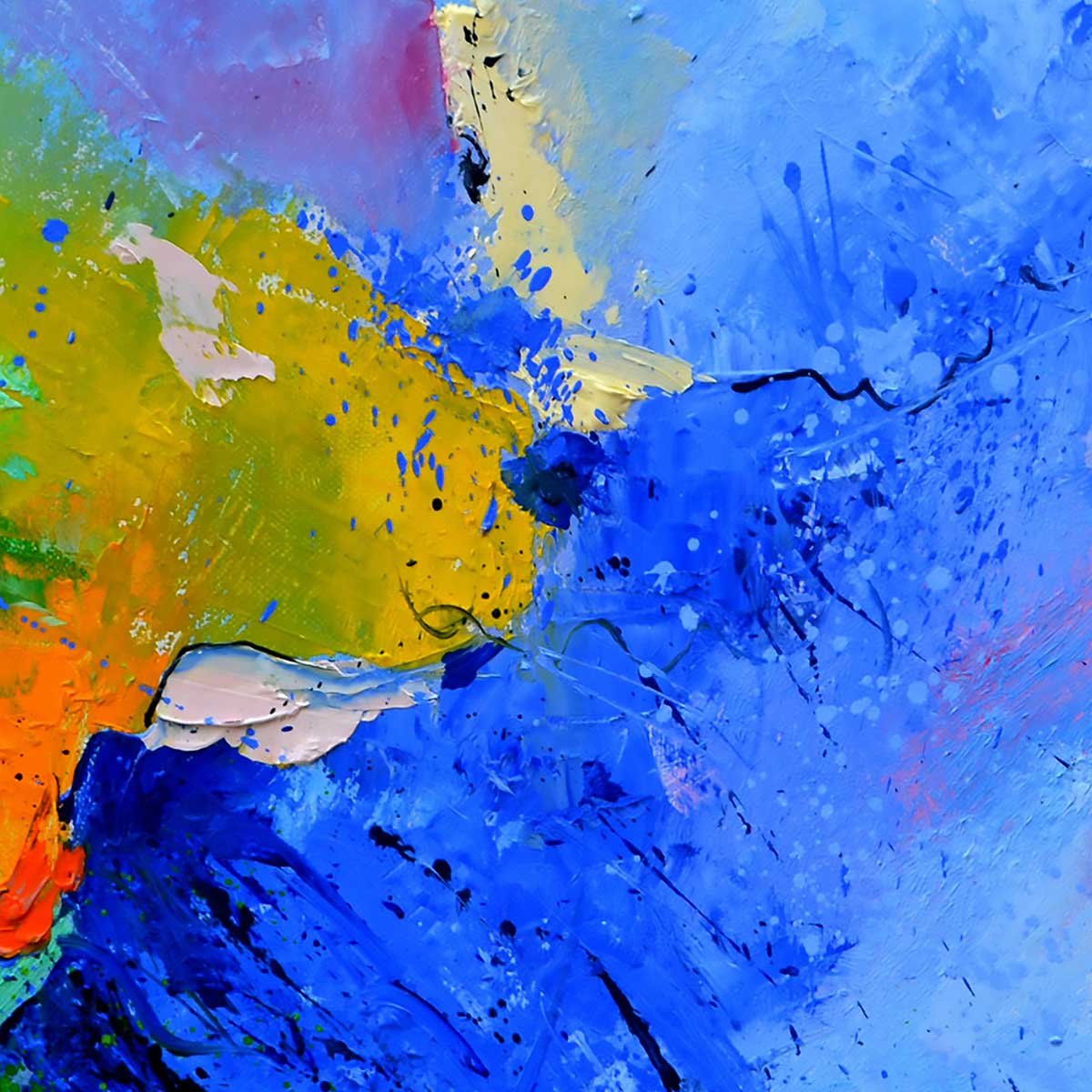 Tableau art abstrait vague de bleu tableau alu dibond, HEXOA