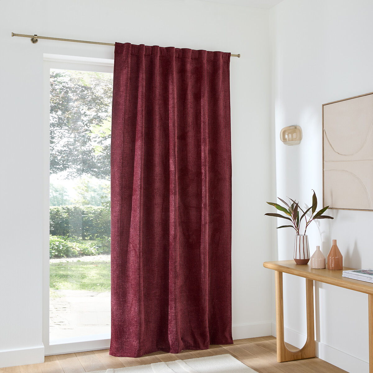 Carly Corduroy Curtain with Concealed Tab Top burgundy, LA REDOUTE INTERIEURS