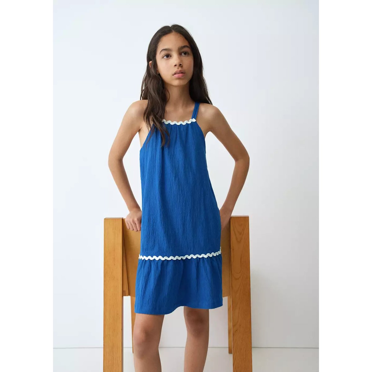 Robe courte bretelles bleu électrique, MANGO KIDS