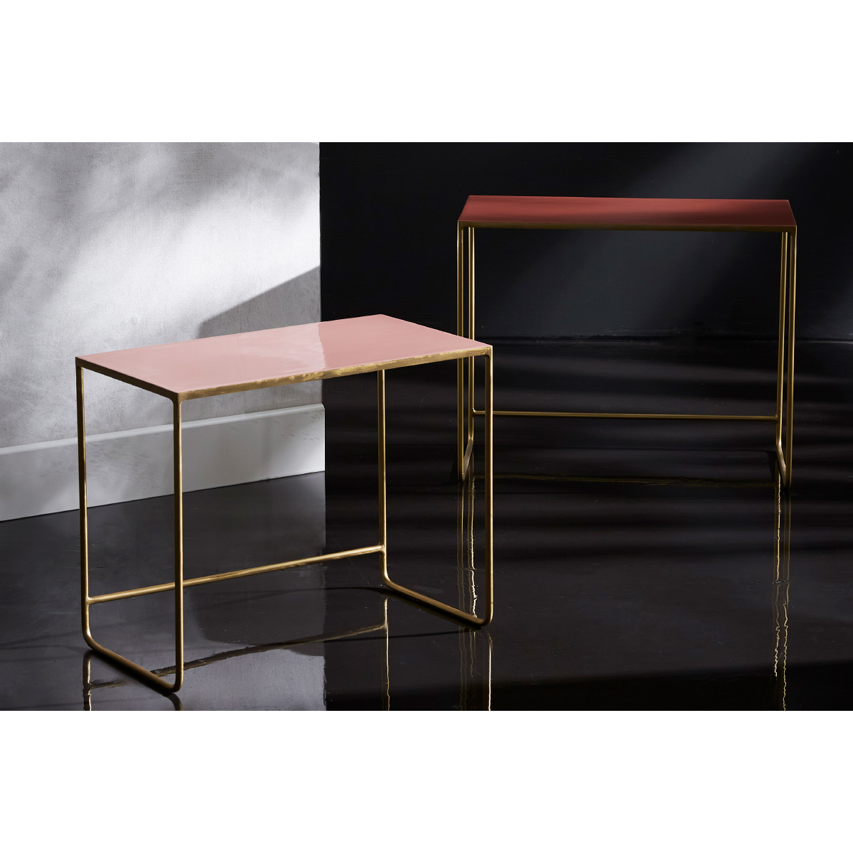 Tables basses gigognes rectangulaires design (lot de 2) WESS rose tendre, MILIBOO