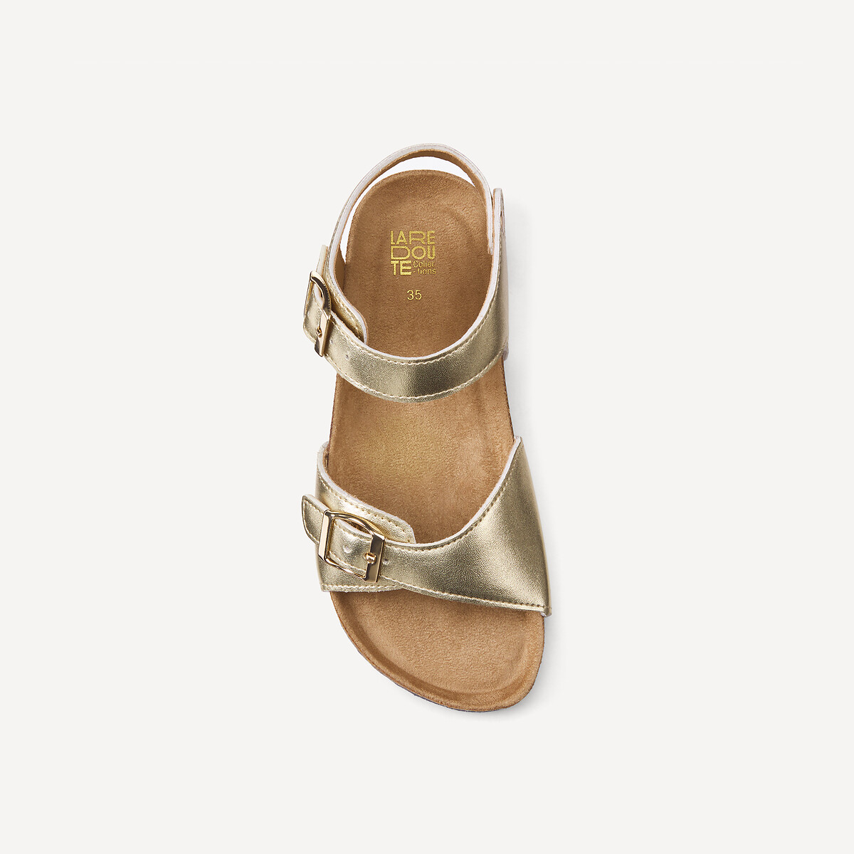 Sandales métallisées à double boucle doré, LA REDOUTE COLLECTIONS