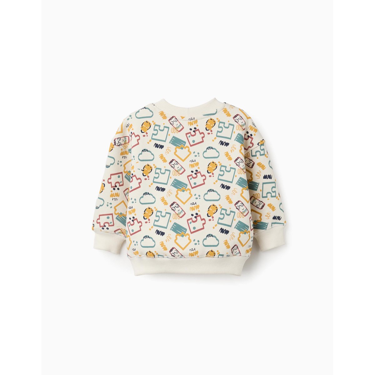 Sweat en coton peigné avec imprimé coloré blanc, ZIPPY