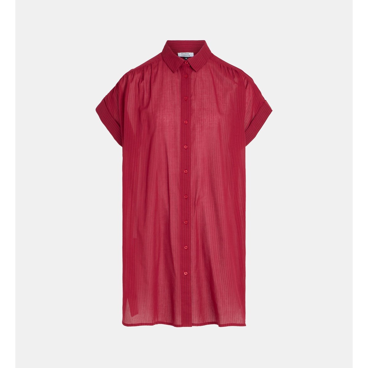 Robe chemisette courte fadette dha rayures et fond de robe coton bio rouge grenade, GALERIES LAFAYETTE
