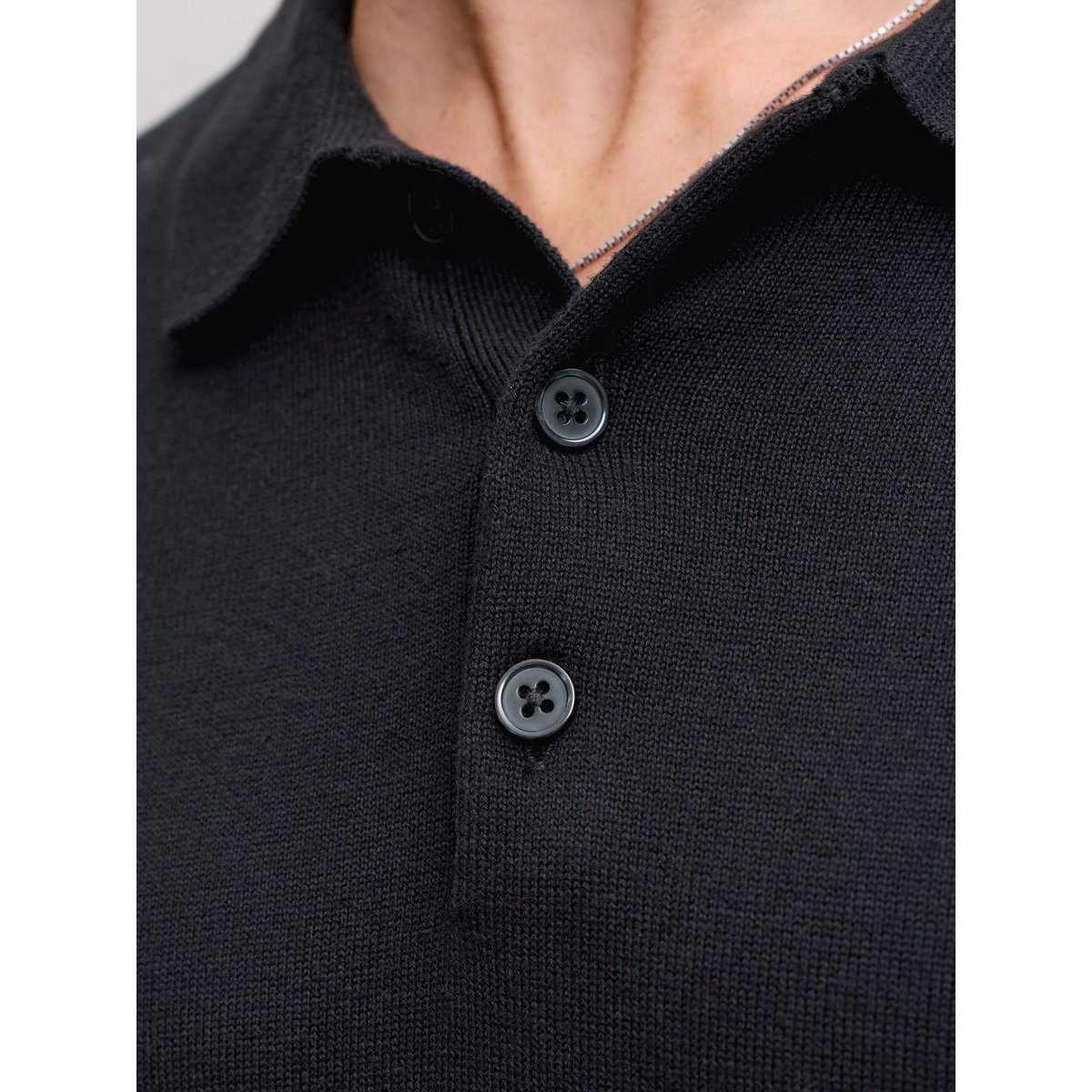 Polo Tricoté black 1, JACK & JONES