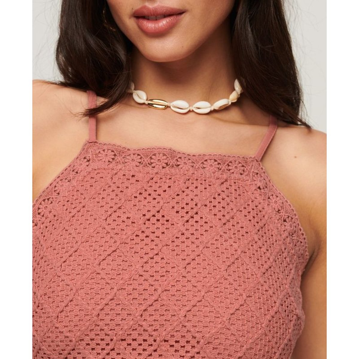 Haut court en crochet Vintage rose sable du désert, SUPERDRY