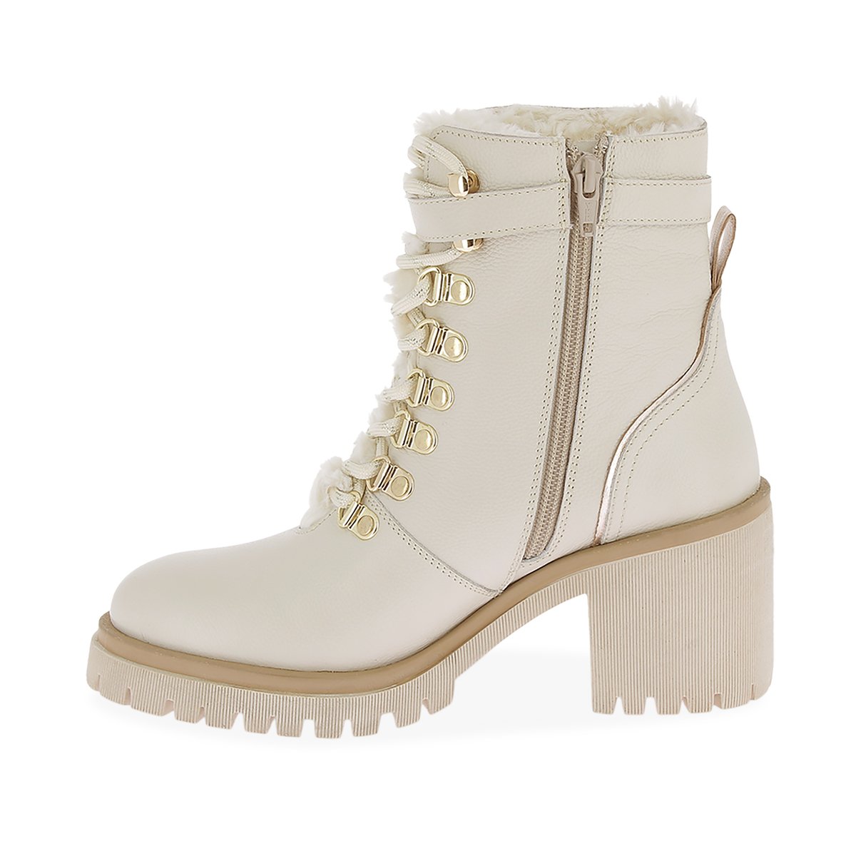 Bottines fourrées en cuir VALENTINA crème, LES TROPEZIENNES PAR M.BELARBI