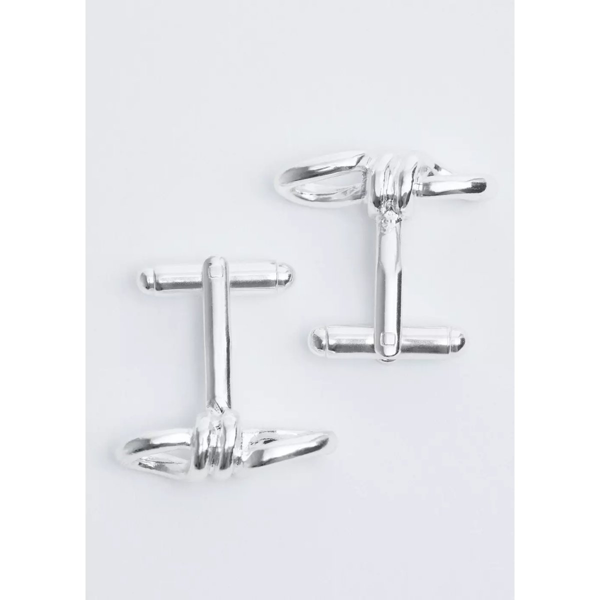 Boutons de manchette métalliques nœud argent, MANGO