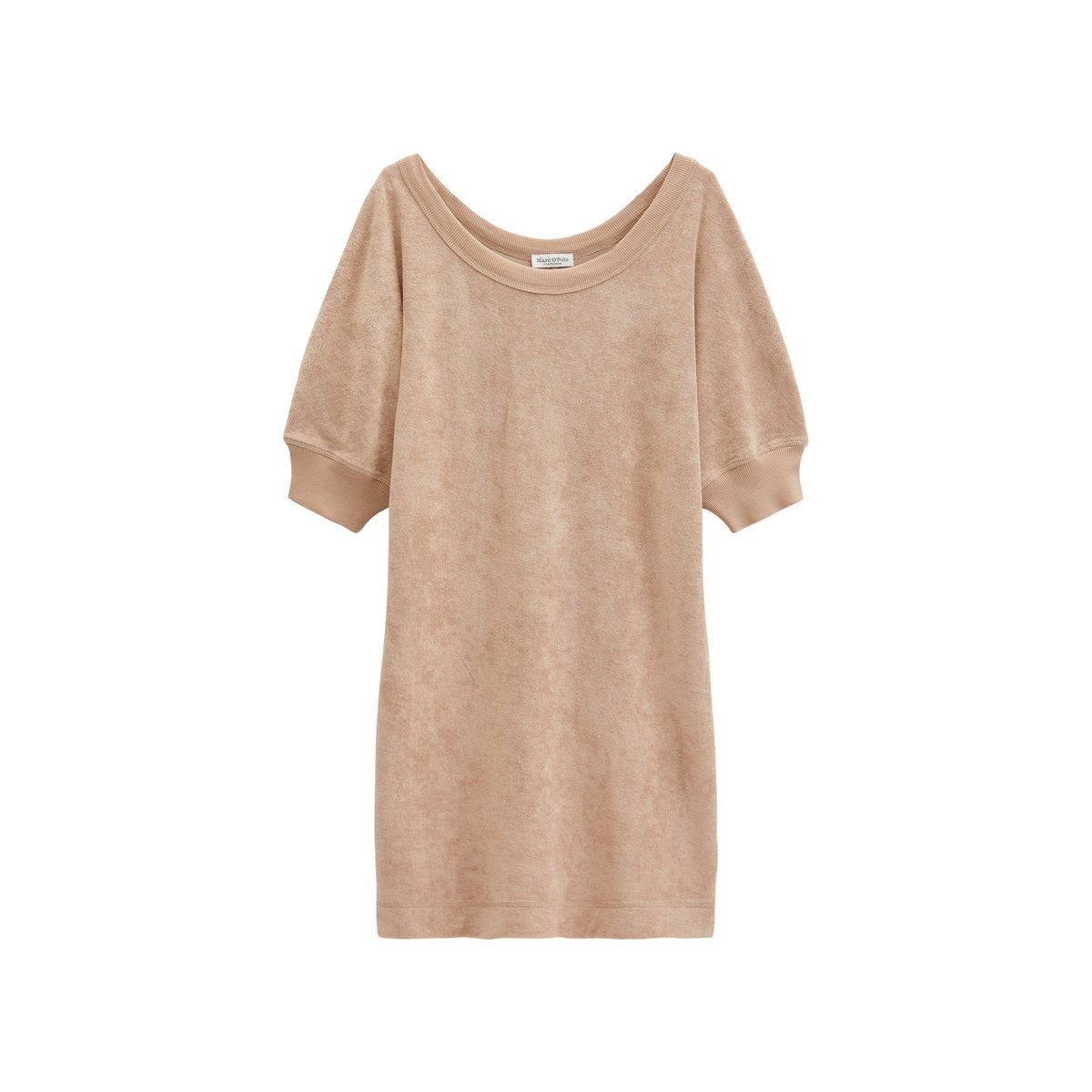 Robe en éponge loose en mélange de coton organique beige, MARC O'POLO