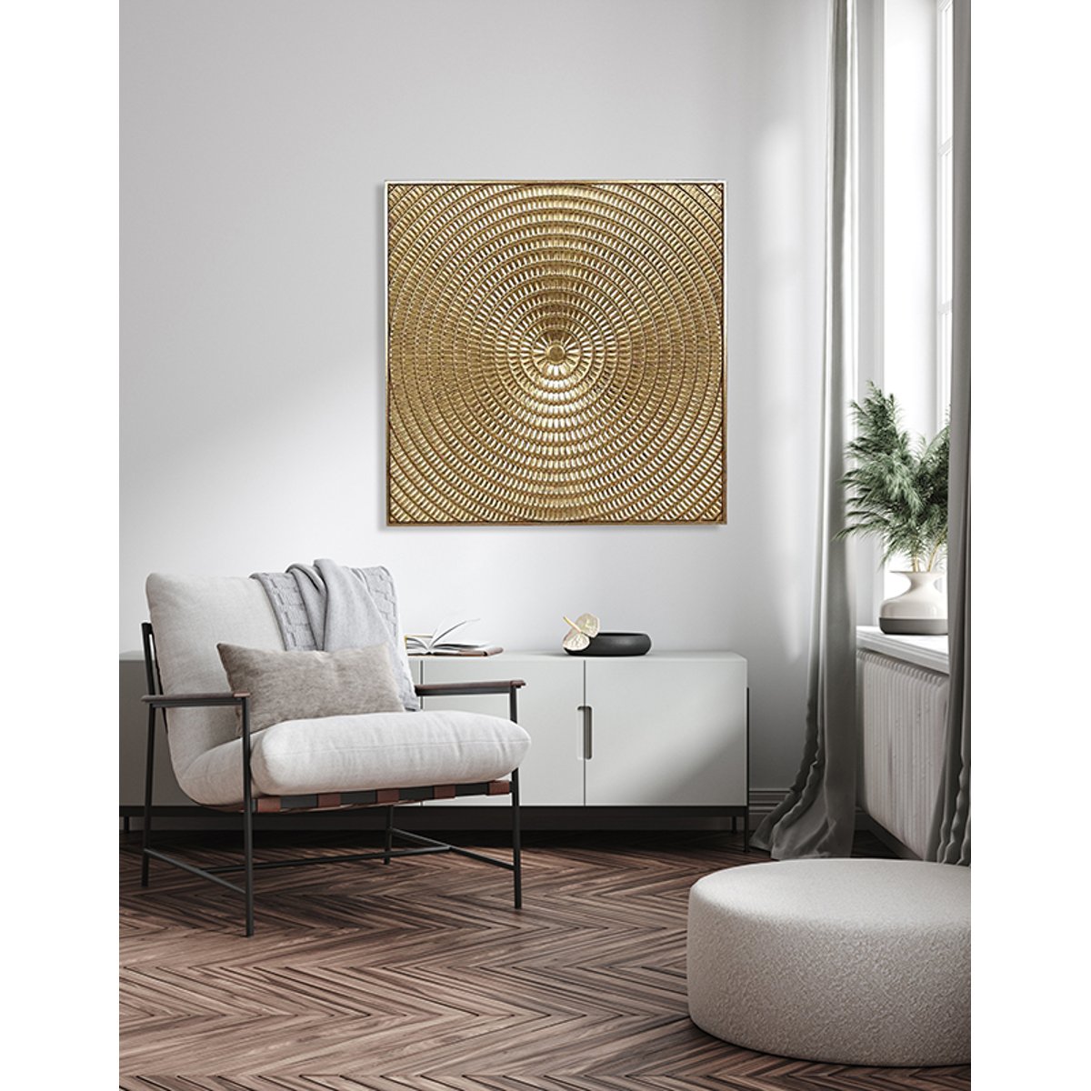 Plaque murale métal 99x4x99cm or, EMDE