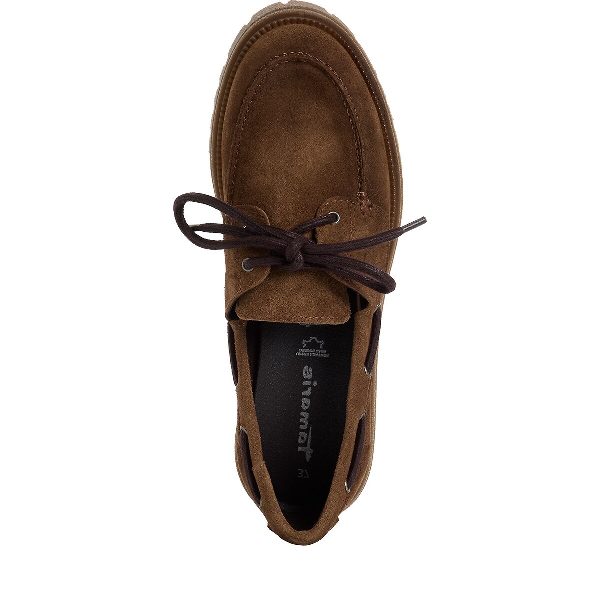 Scarpe da barca in pelle scamosciata marrone, TAMARIS