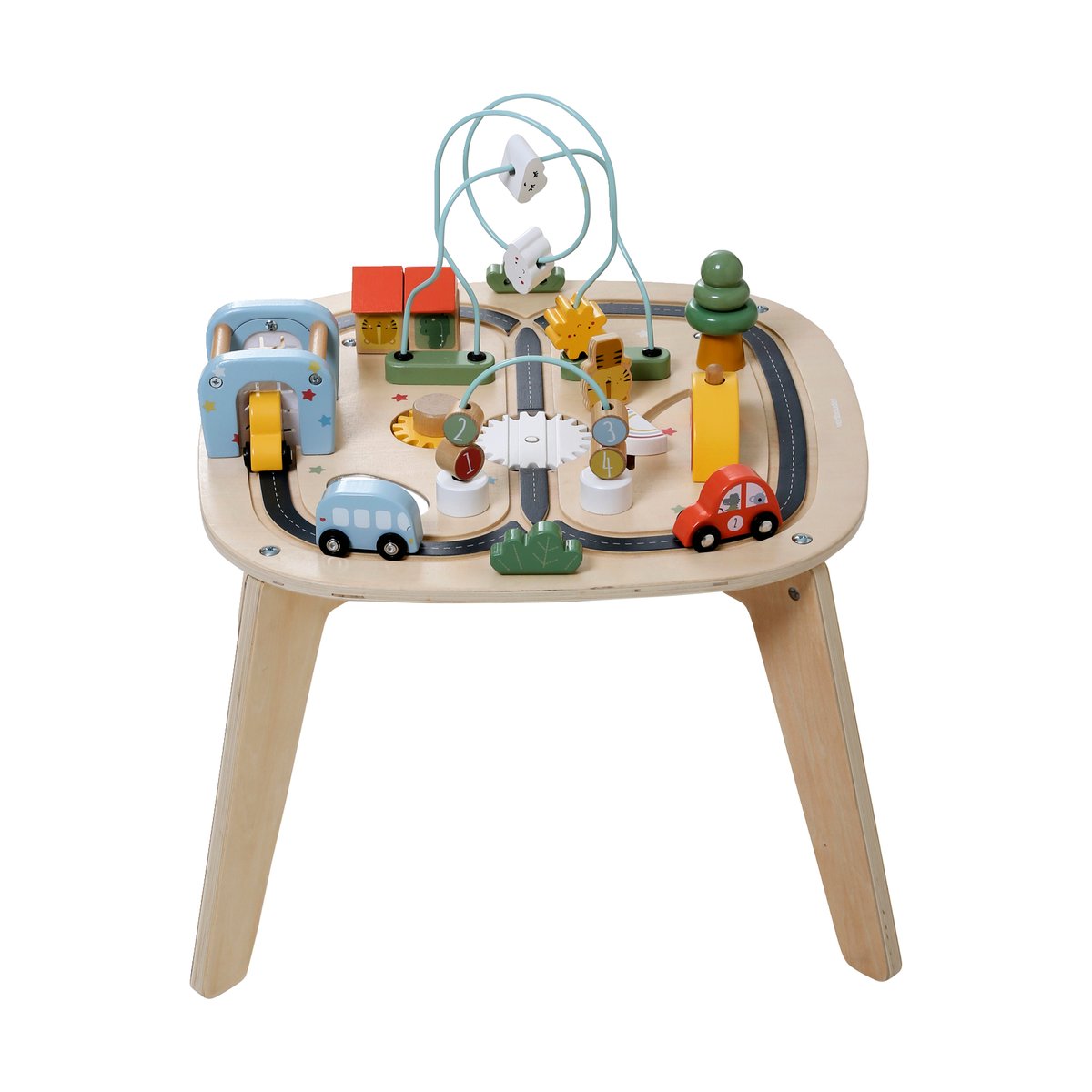 Table d'activités circuit de voitures en bois beige, VERTBAUDET