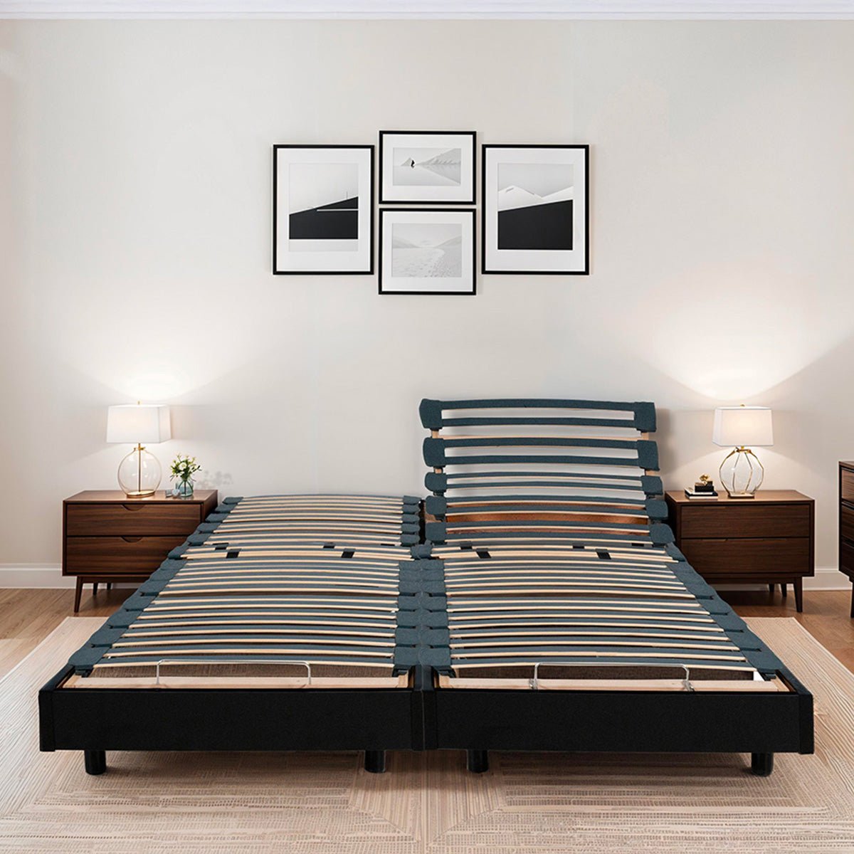 Jeu de 2 sommiers électriques Flex 2x70x190 cm Lattes noir, BELLECOUR